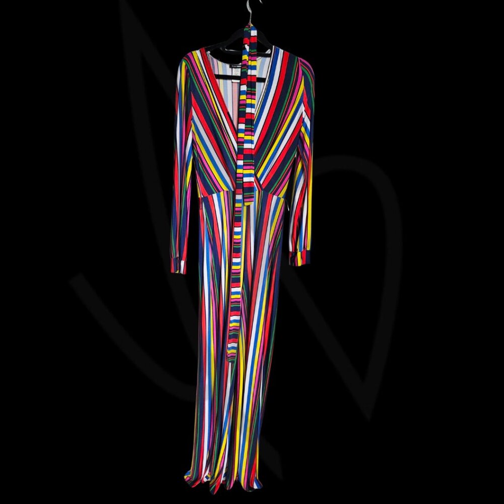 Fashion Nova Rainbow Stripe Wide-Leg Jumpsuit-XL